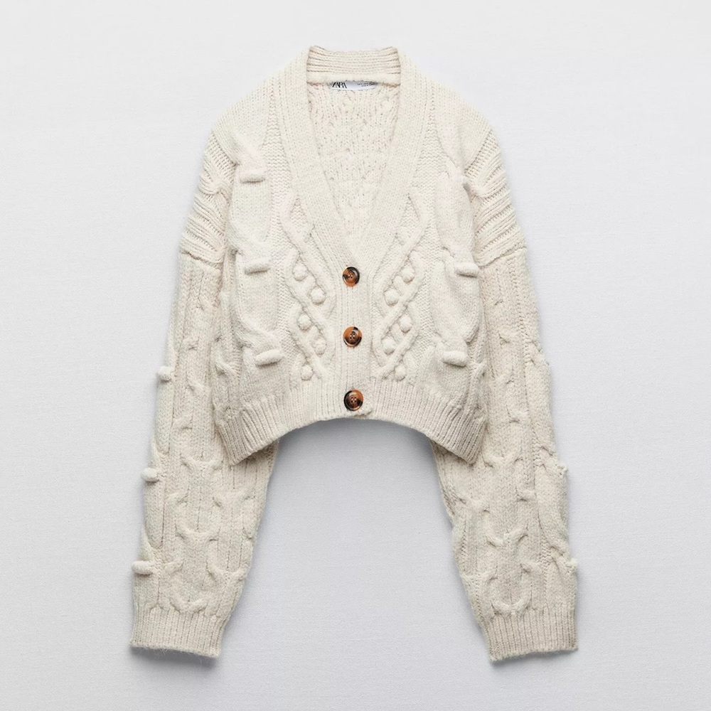 Zara Cream Cable Knit Sweater